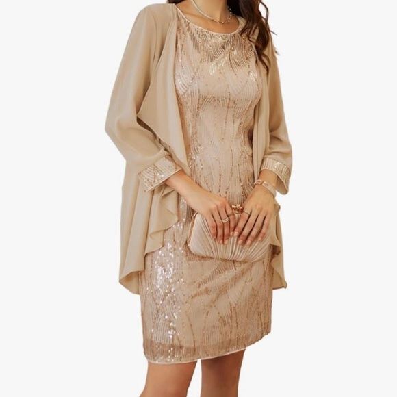 Gold GraceKaren mother of the bride/ groom dress with matching shawl - Picture 1 of 3